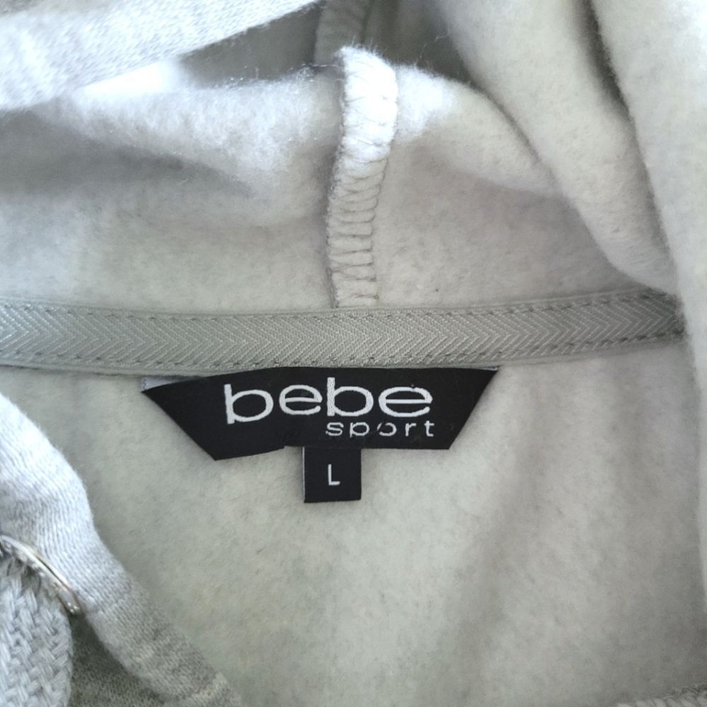 bebe Sport⛹️ Heather Gray Rhinestud Logo Hoodie - NWT - Picture 6 of 16